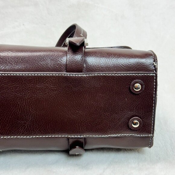 Kenneth Cole Reaction Leather Handbag Chocolate Brown Stylish Purse - Picture 14 of 16